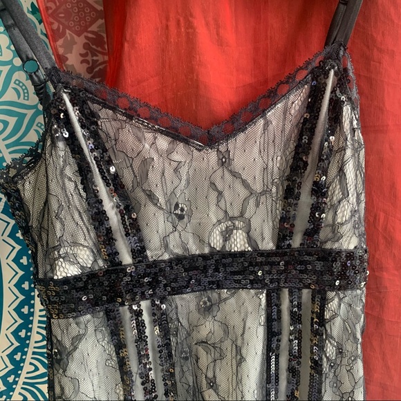 Zara black sequin lace dress, satin cream lining - Picture 5 of 6